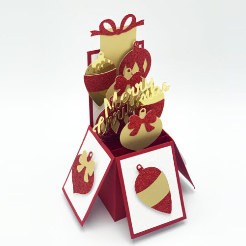 Red/Gold Ornaments Pop Up Christmas Greeting Card