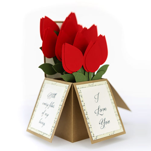Red Rose Bouquet II Pop Up Valentine's Day Card