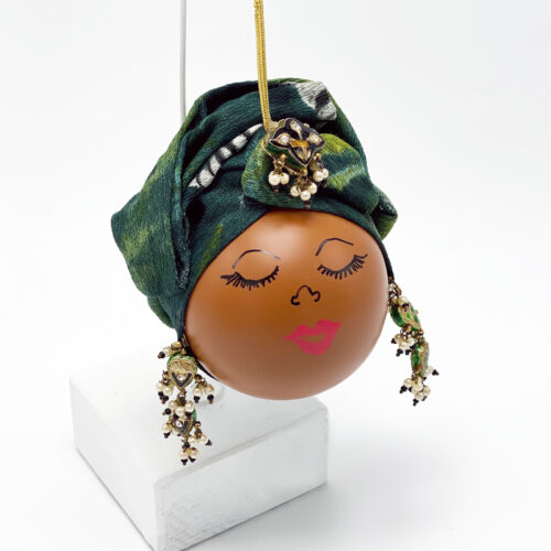 Ethnic Christmas Ornament - Green Headwrap I