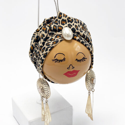 Ethnic Christmas Ornament - Leopard Print Headwrap I