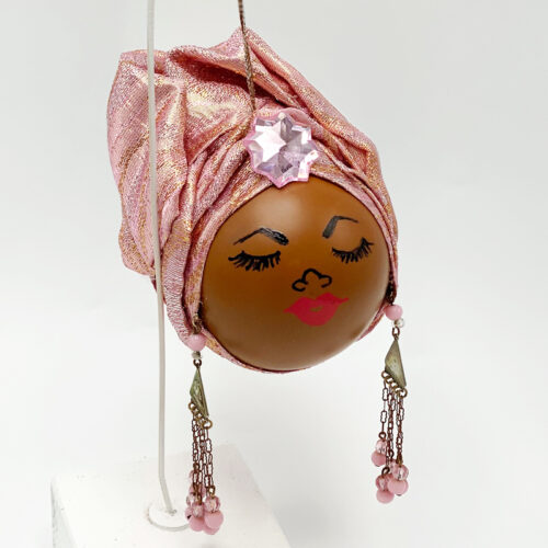Ethnic Christmas Ornament - Pink Headwrap