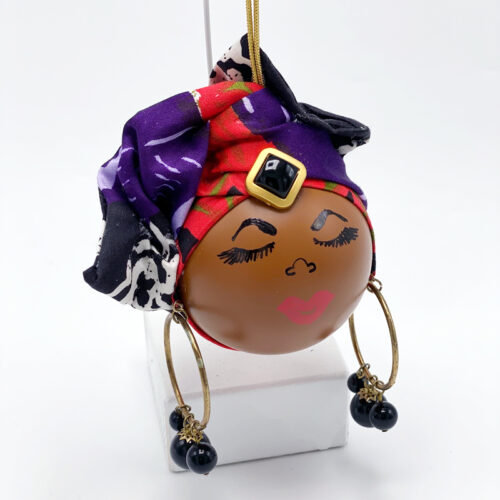 Ethnic Christmas Ornament - Purple/Black/Red Headwrap
